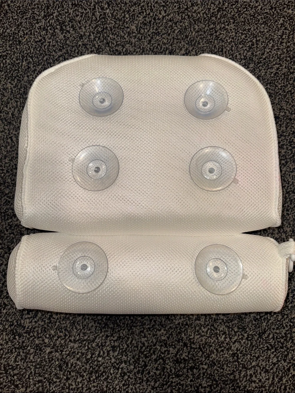 White Mesh Back and Seat Support Cushion Set with Suction Cups for Bath